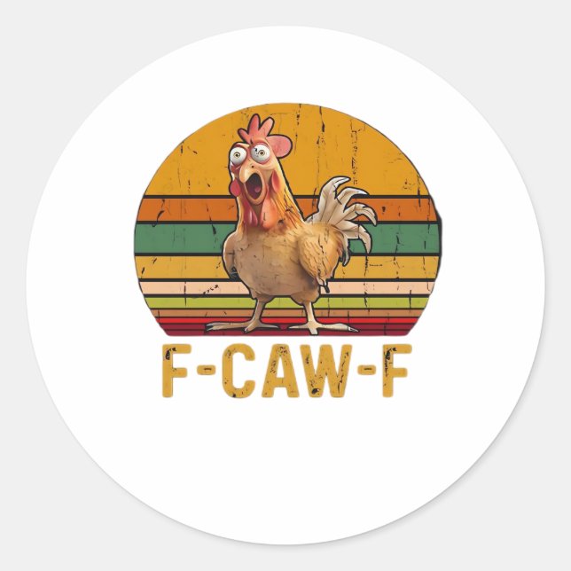 F-Caw-F Chicken Humor Essential Minimal Clean Runder Aufkleber (Vorderseite)