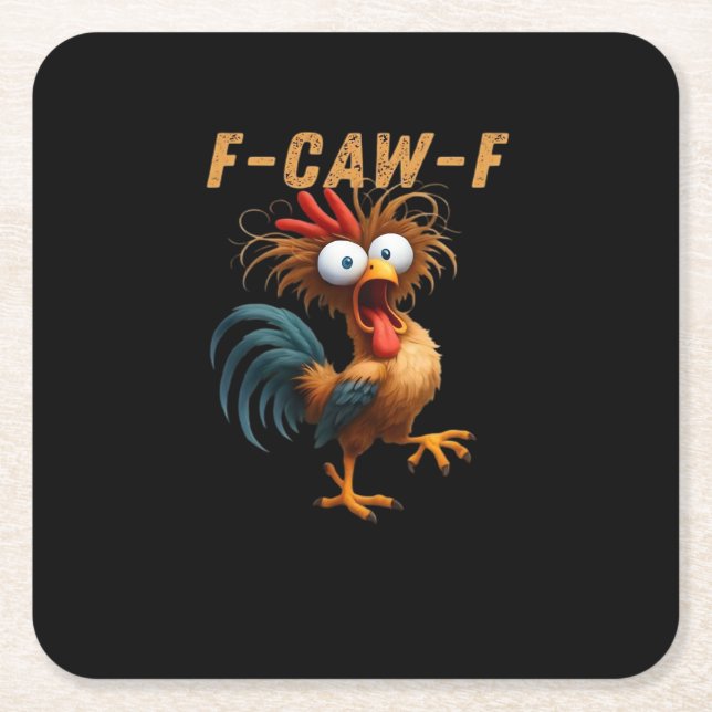 F-Caw-F Chicken Humor Rechteckiger Pappuntersetzer (Vorderseite)