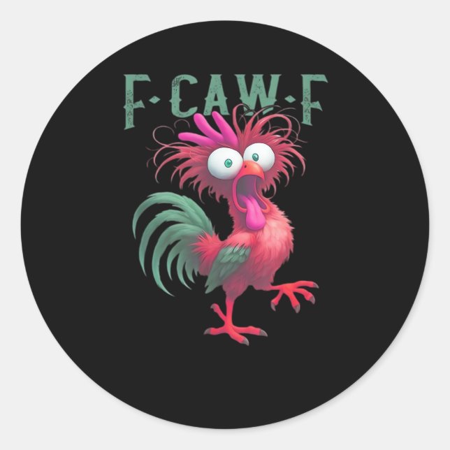 F-Caw-F Chicken Minimal Clean Runder Aufkleber (Vorderseite)