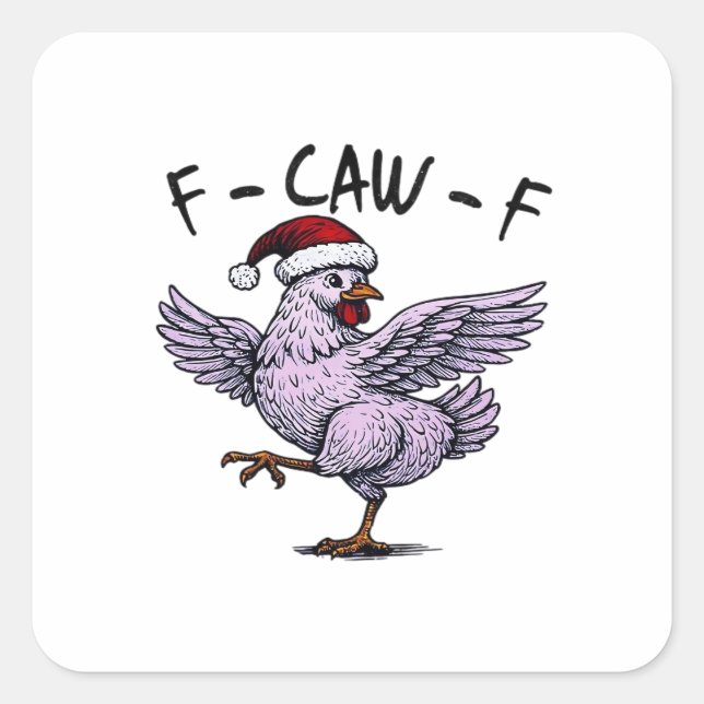 F-Caw-F Chicken Retro Classic Quadratischer Aufkleber (Vorderseite)