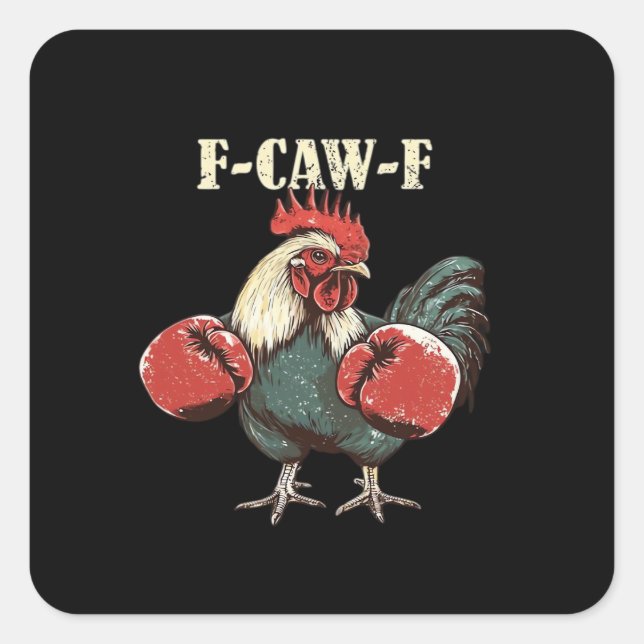 F-Caw-F Chicken Retro Classic Quadratischer Aufkleber (Vorderseite)