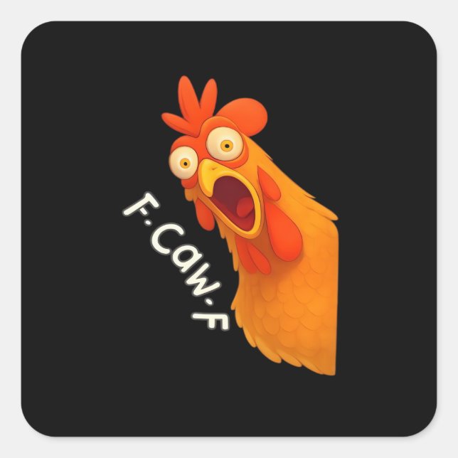 F-Caw-F Chicken Retro Classic Quadratischer Aufkleber (Vorderseite)
