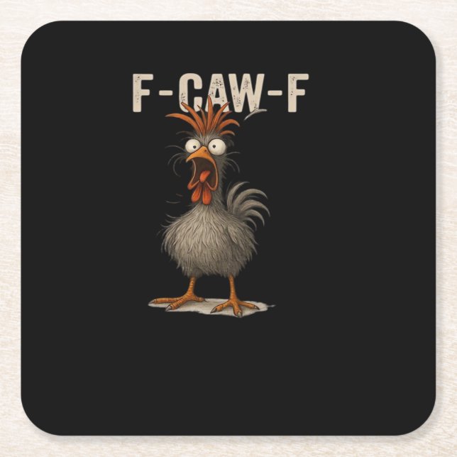 F-Caw-F Chicken Retro Classic Rechteckiger Pappuntersetzer (Vorderseite)
