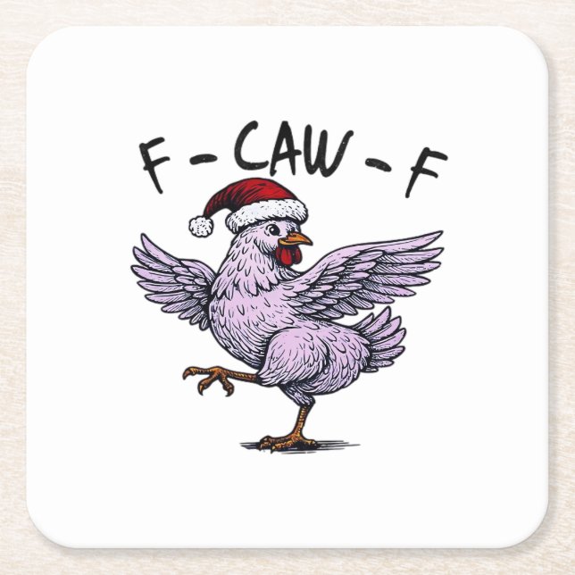 F-Caw-F Chicken Retro Classic Rechteckiger Pappuntersetzer (Vorderseite)