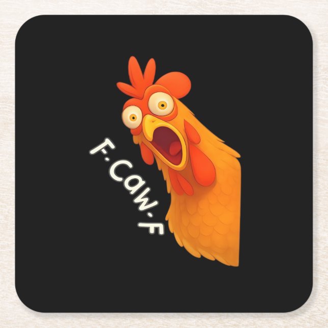 F-Caw-F Chicken Retro Classic Rechteckiger Pappuntersetzer (Vorderseite)