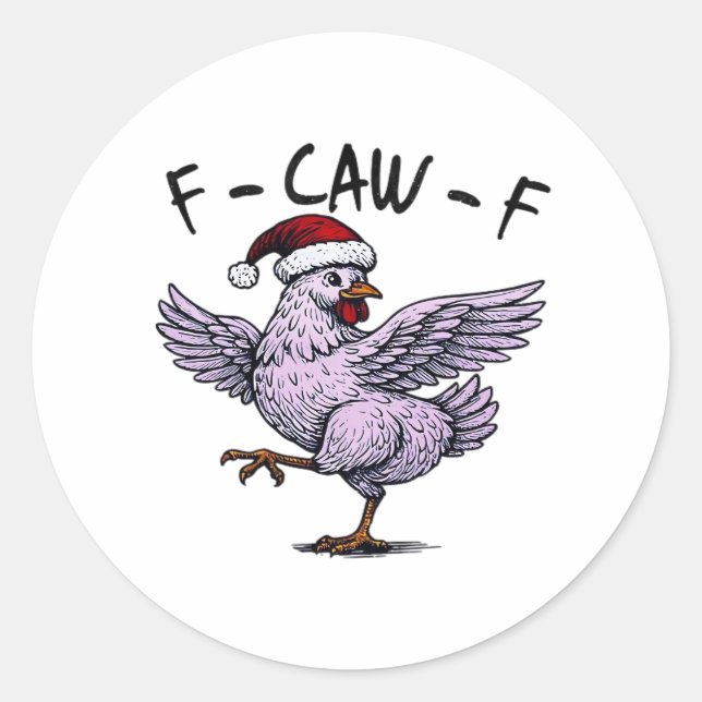 F-Caw-F Chicken Retro Classic Runder Aufkleber (Vorderseite)