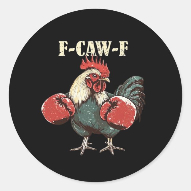 F-Caw-F Chicken Retro Classic Runder Aufkleber (Vorderseite)