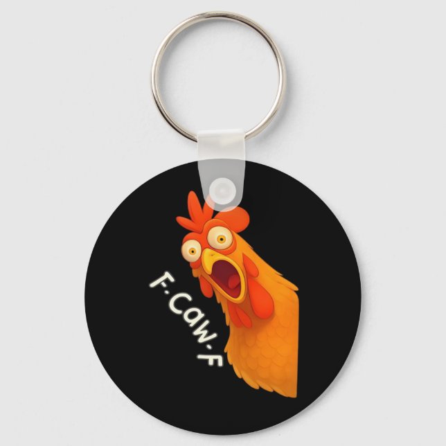 F-Caw-F Chicken Retro Classic Schlüsselanhänger (Vorderseite)