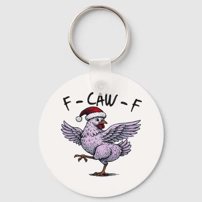 F-Caw-F Chicken Retro Classic Schlüsselanhänger (Vorderseite)