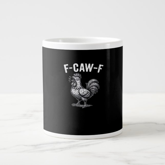 F-Caw-F Chicken Retro Graphic Jumbo-Tasse (Vorderseite)