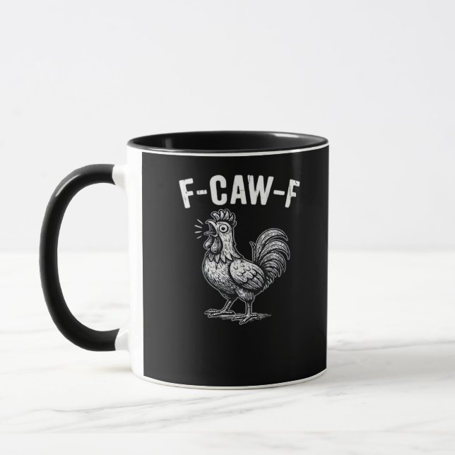 F-Caw-F Chicken Retro Graphic Tasse (Links)