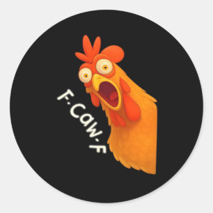 F-Caw-F Chicken Retro Klassiker Runder Aufkleber