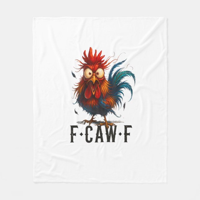 F-Caw-F Chicken Rooster Funny Meme Fleecedecke (Vorderseite)