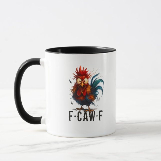 F-Caw-F Chicken Rooster Funny Meme Tasse (Links)