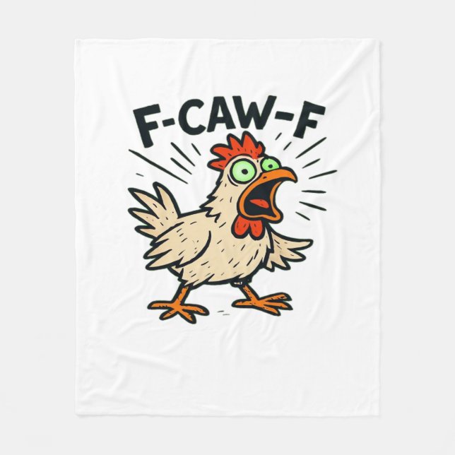 F-Caw-F Chicken Vintage Graphic Fleecedecke (Vorderseite)