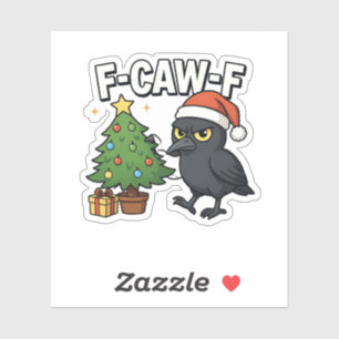 F-caw-f Christmas Raven Crow Xmas Tree Meme Aufkleber