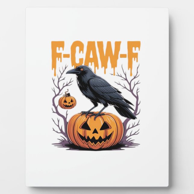 F-Caw-F Classic Halloween Raven Pumpkin Tee - Spoo Fotoplatte (Vorderseite)