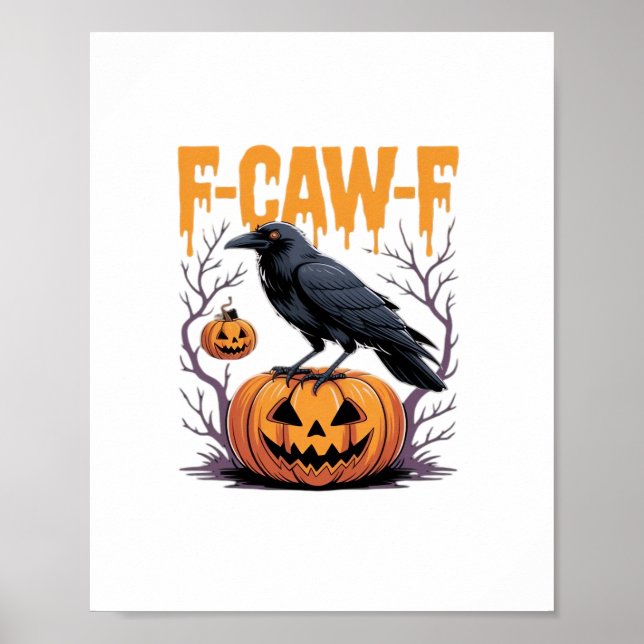 F-Caw-F Classic Halloween Raven Pumpkin Tee - Spoo Poster (Vorne)