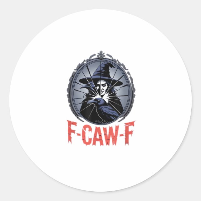 F-Caw-F Classic Retro Graphic Runder Aufkleber (Vorderseite)