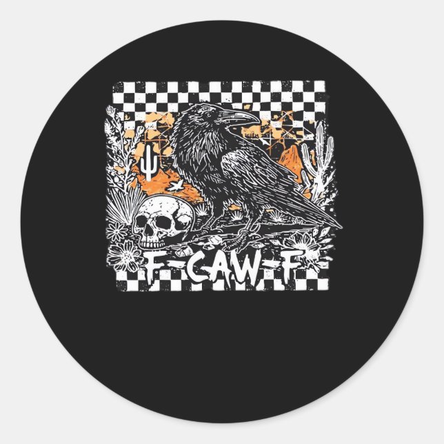 F-Caw-F Cool Retro Runder Aufkleber (Vorderseite)