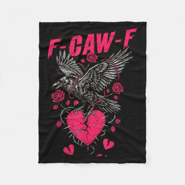F Caw F Crow Anti Valentine's Day Dark Gothic Brok Fleecedecke (Vorderseite)