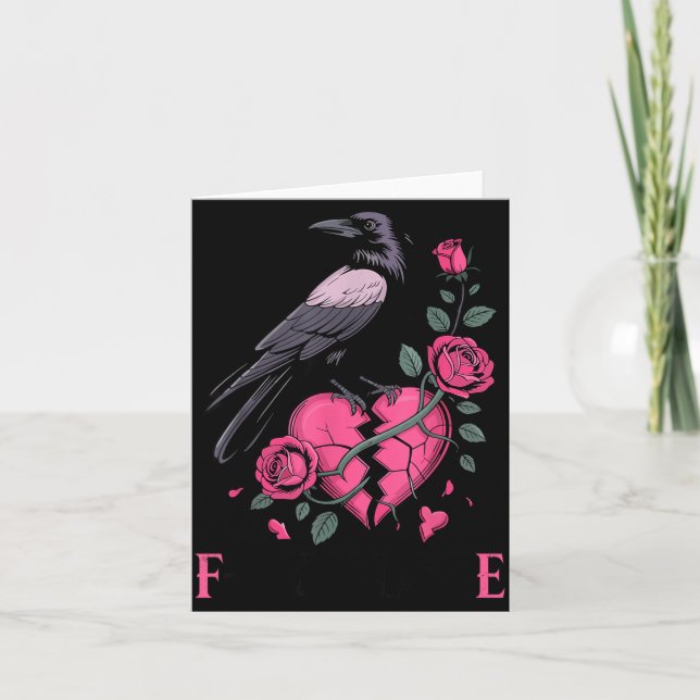 F Caw F Crow Anti Valentine's Day Dark Gothic Brok Karte (Vorderseite)