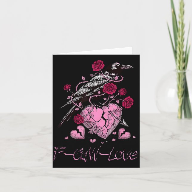 F Caw F Crow Anti Valentine's Day Dark Gothic Brok Karte (Vorderseite)
