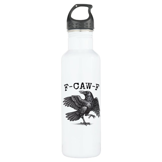 F-Caw-F Crow, Bird Cawing Grunge Cool Unique Edelstahlflasche (Vorderseite)