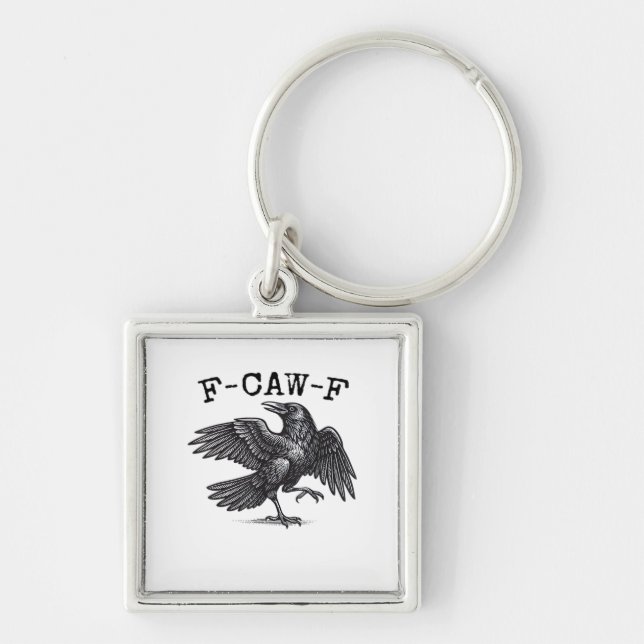 F-Caw-F Crow, Bird Cawing Grunge Cool Unique Schlüsselanhänger (Vorne)