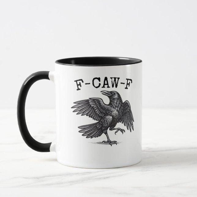 F-Caw-F Crow, Bird Cawing Grunge Cool Unique Tasse (Links)