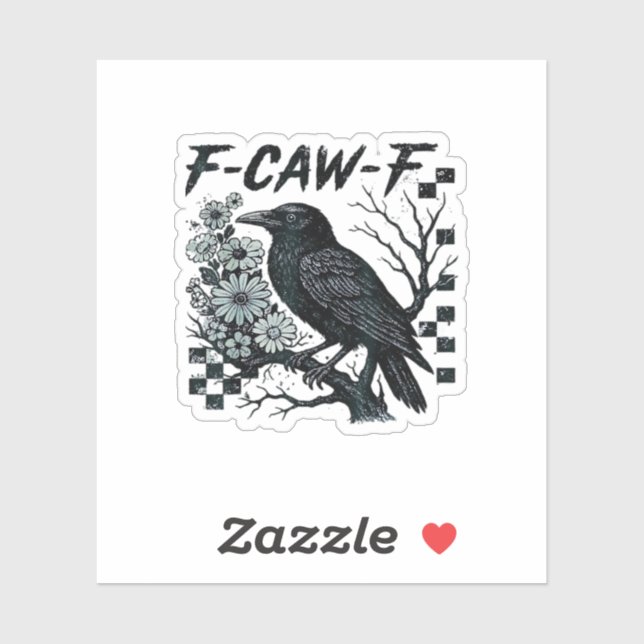 F-Caw-F Crow Bird Retro Classic Aufkleber (Blatt)