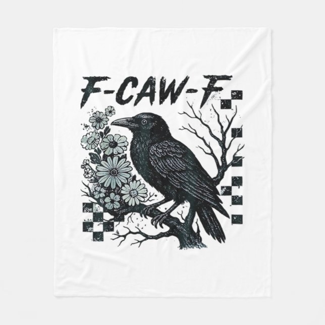 F-Caw-F Crow Bird Retro Classic Fleecedecke (Vorderseite)
