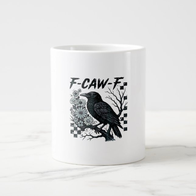F-Caw-F Crow Bird Retro Classic Jumbo-Tasse (Vorderseite)