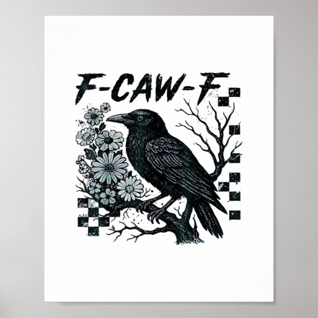 F-Caw-F Crow Bird Retro Classic Poster (Vorne)