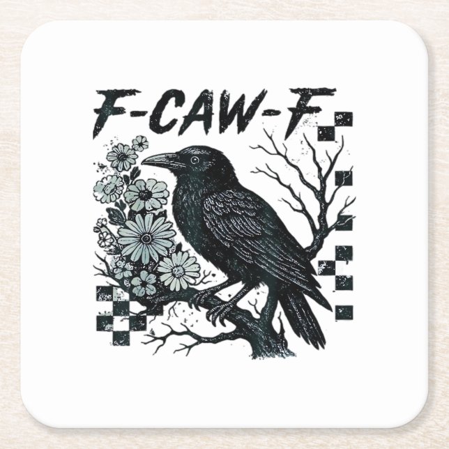 F-Caw-F Crow Bird Retro Classic Rechteckiger Pappuntersetzer (Vorderseite)