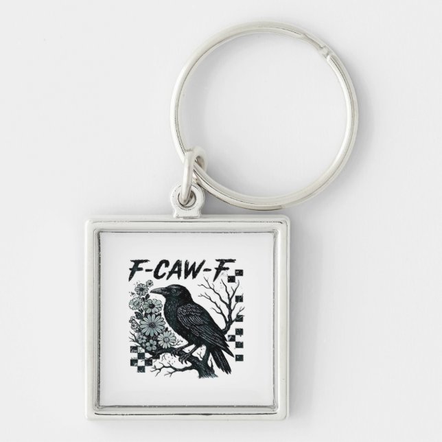 F-Caw-F Crow Bird Retro Classic Schlüsselanhänger (Vorne)