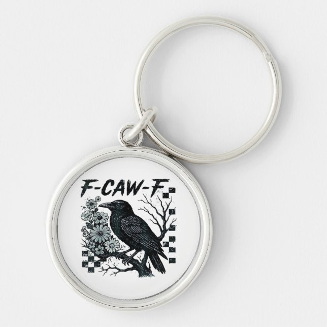 F-Caw-F Crow Bird Retro Classic Schlüsselanhänger (Vorne)