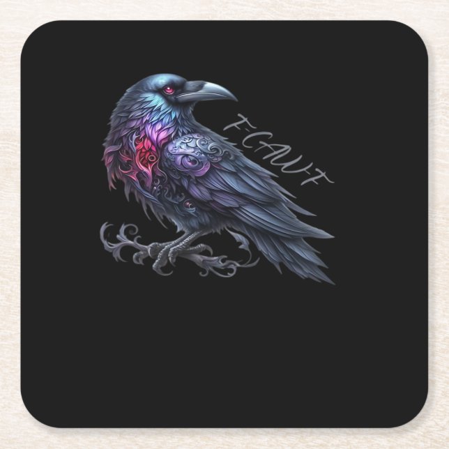 F-Caw-F Crow Classic Retro Style Rechteckiger Pappuntersetzer (Vorderseite)