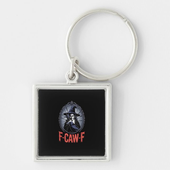 F-Caw-F Crow Funny Gothic Moon Bird Halloween Crea Schlüsselanhänger (Vorne)