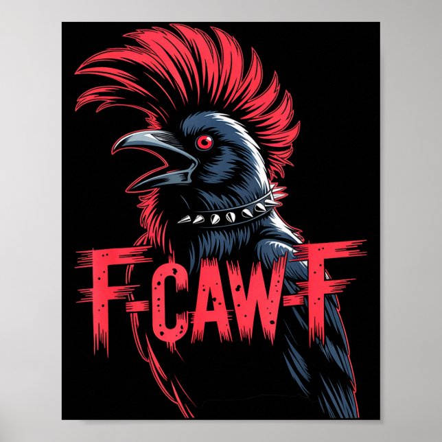 F-caw-f Crow Funny Gothic Moon Black Bird Hallowee Poster (Vorne)
