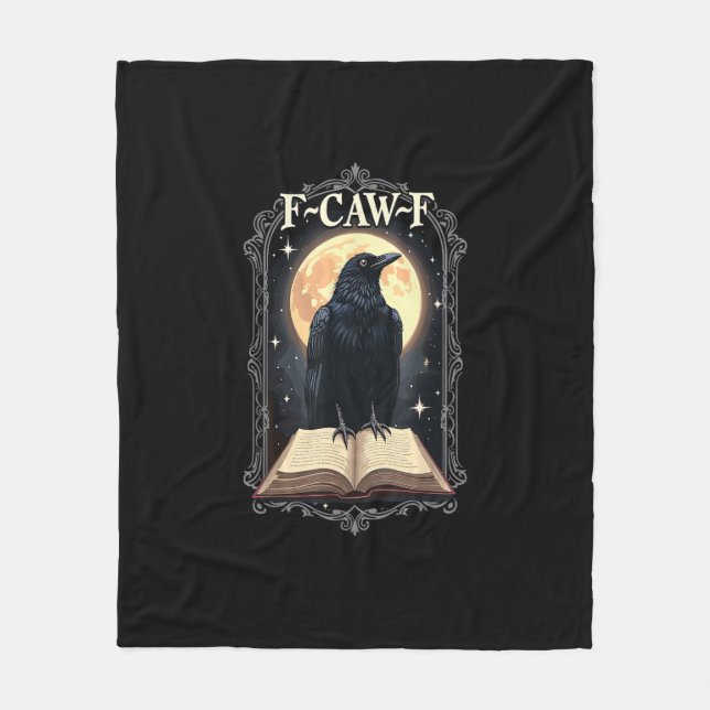F-Caw-F Crow Funny Halloween Raven Moon Fleecedecke (Vorderseite)