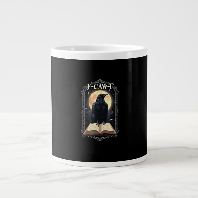 F-Caw-F Crow Funny Halloween Raven Moon Jumbo-Tasse (Vorderseite)