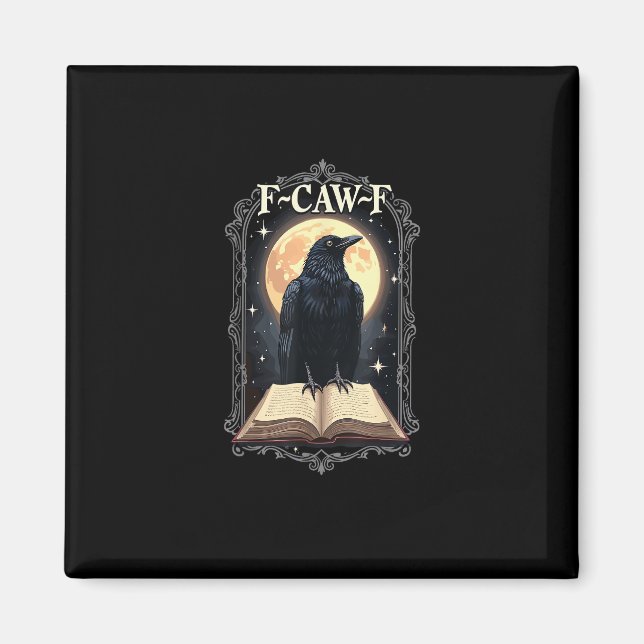 F-Caw-F Crow Funny Halloween Raven Moon Magnet (Vorne)