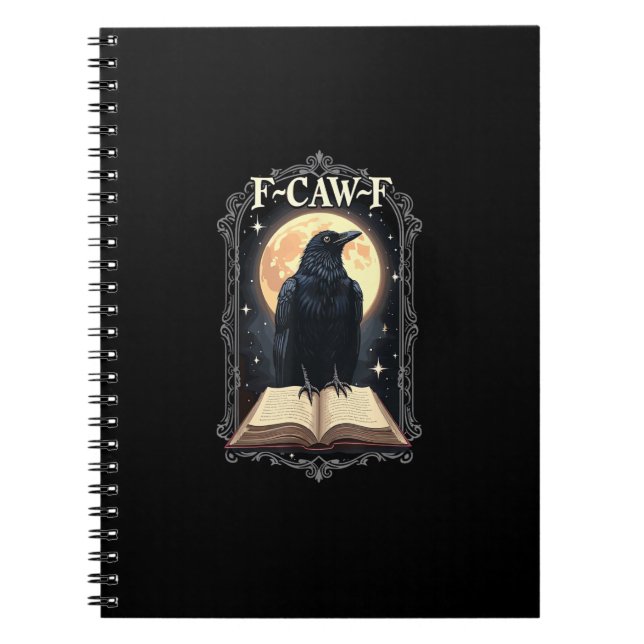 F-Caw-F Crow Funny Halloween Raven Moon Notizblock (Vorderseite)