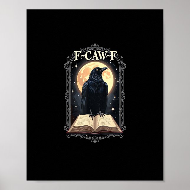 F-Caw-F Crow Funny Halloween Raven Moon Poster (Vorne)