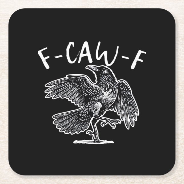 F-Caw-F Crow Gothic Humor Funny Rechteckiger Pappuntersetzer (Vorderseite)