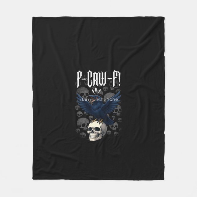 F-Caw-F Crow Graphic Creative Casual Fleecedecke (Vorderseite)