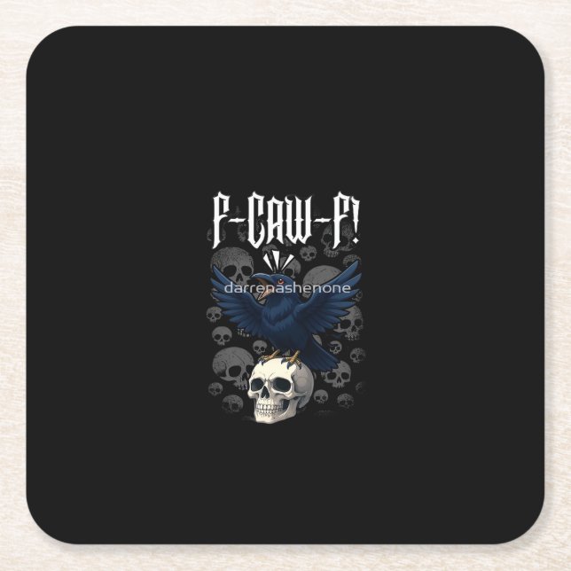 F-Caw-F Crow Graphic Creative Casual Rechteckiger Pappuntersetzer (Vorderseite)