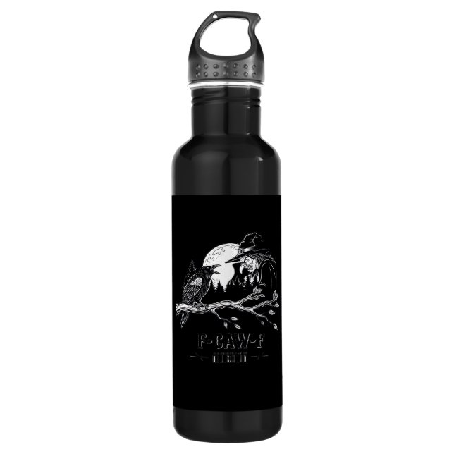 F-Caw-F Crow Halloween Witch F-Caw-F Edelstahlflasche (Vorderseite)