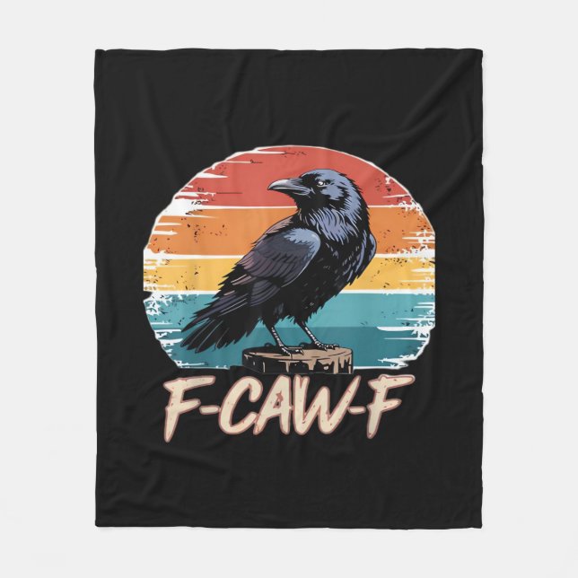 F-Caw-F Crow Humor Funny Gothic Retro Classic Fleecedecke (Vorderseite)